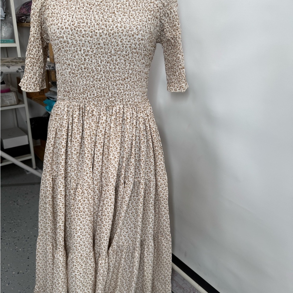 Orange Creek Cream and Brown Maxi Dress